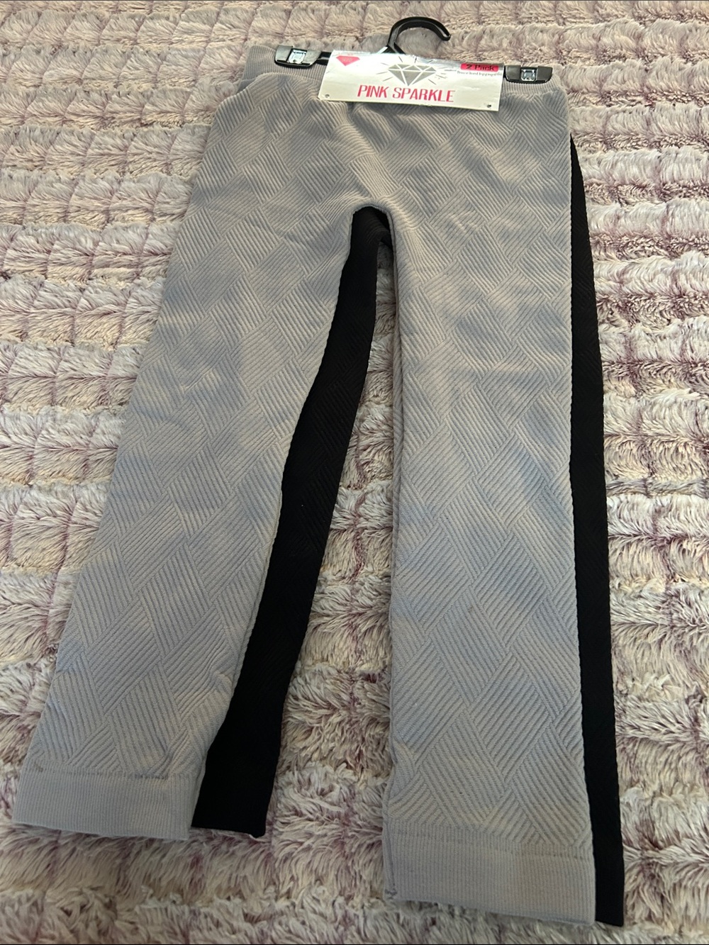 2 pack Pink Sparkle Gray & Black  Knit Leggings size 6x